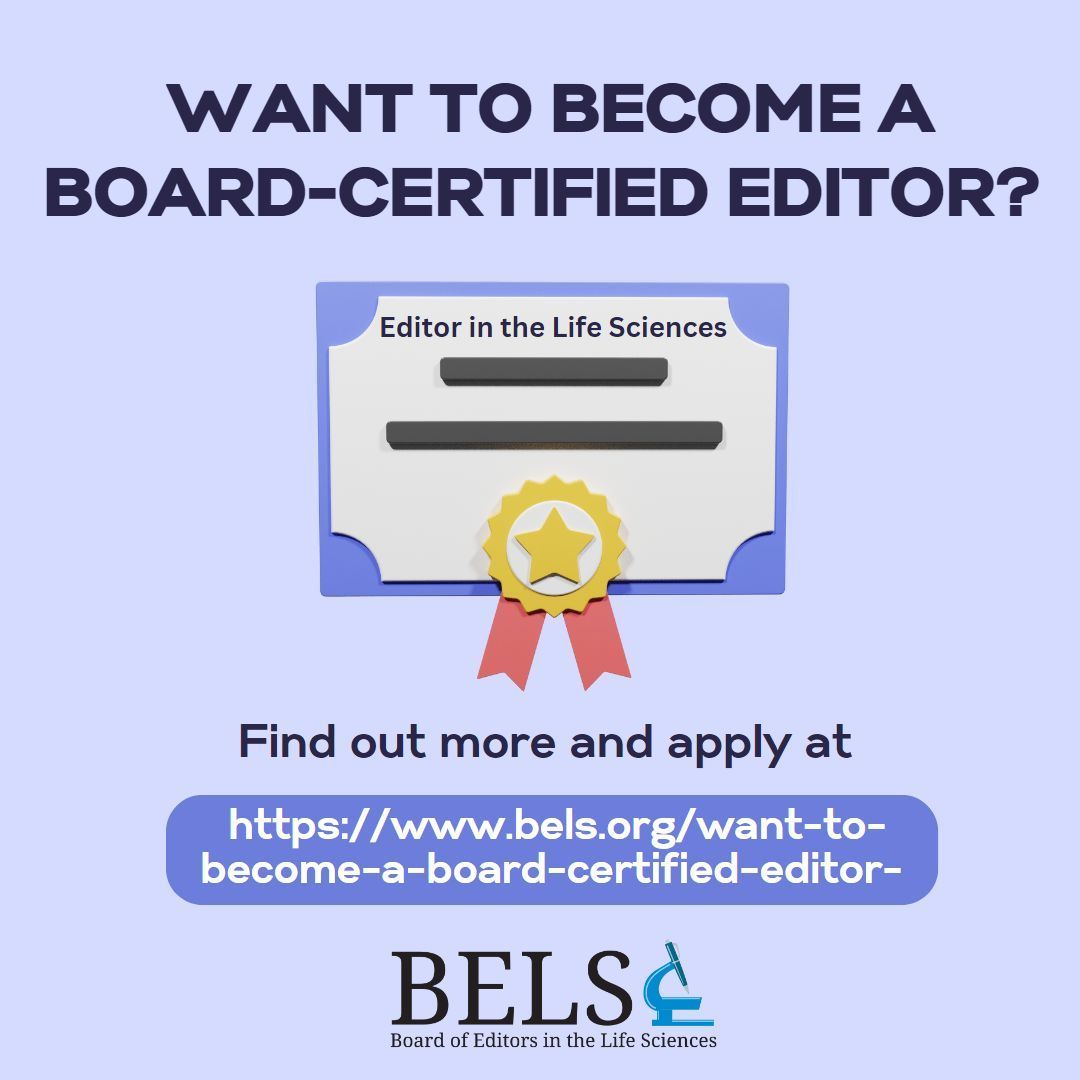 BELS_editors's tweet photo. Make the next move in your career by becoming a certified Editor in the Life Sciences (ELS)! Everything you need to know about the ELS exam application process and exam itself can be found at https://t.co/UM9wyKwA1f #BELS #editing #amediting #grammar #science #scicomm #medcomm https://t.co/U1L6ewwsyc