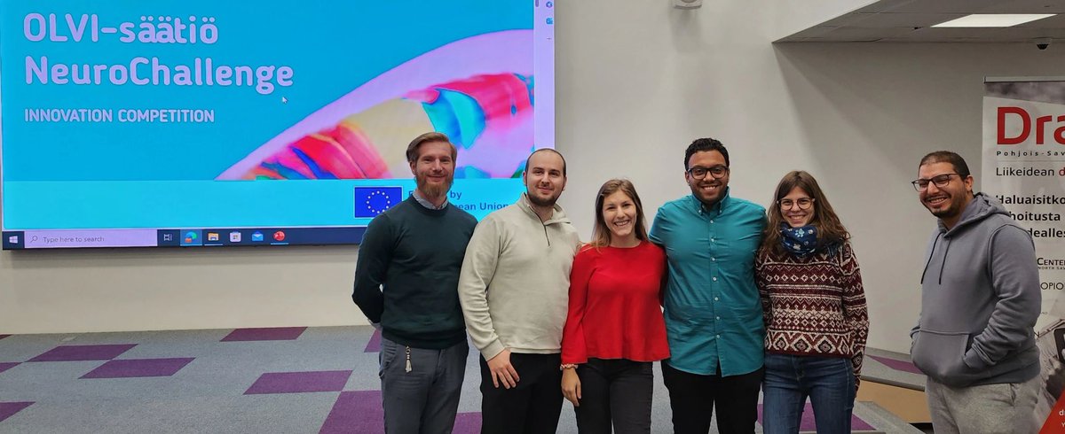 A_Penkauskas's tweet image. NeuroChallenge accepted!
An exciting event with the awesome Brianiacs team:

@AdriDp96 
@Ahmed_M_Eltorky 
Eslam Ramadan
@LucaGiudiceInf 
@GomezBudiaM 

Thank you @bcpohjoissavo , @UniEastFinland, and
@SavoniaAMK to make it happen!

#NeuroChallenge #uefneuroinno #brainhealth #msca