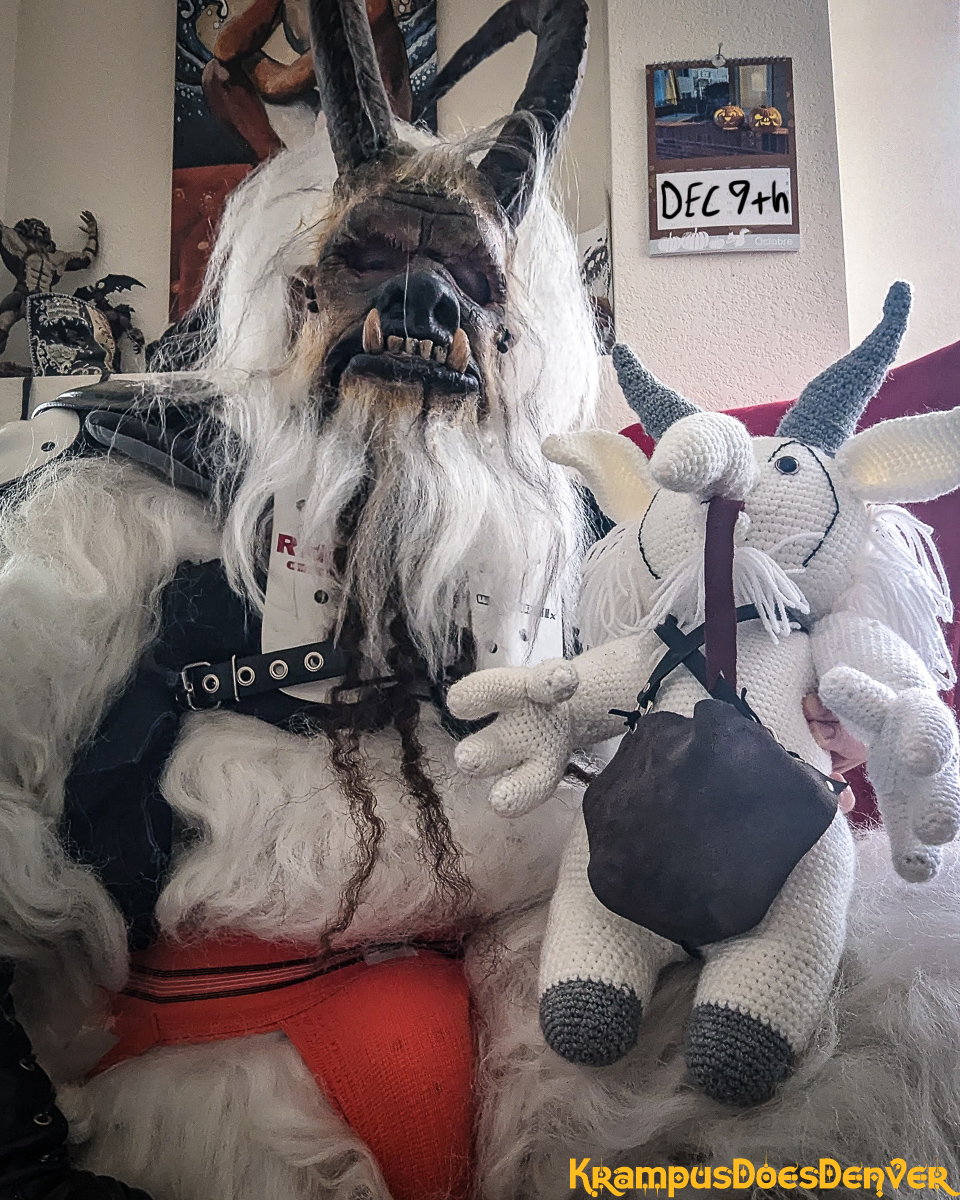 DenverKrampus's tweet photo. #KrampusDoesDenver will have another huge gift basket which has this adorable, crocheted Krampus by OneWyrdGirl on Etsy. You can remove his loincloth for a big surprise! 

This will be quite the party @DenverSweetBar on Dec9th!
Presented by @WerewolfMarch

https://t.co/GyxFkvBOEl https://t.co/ZeDmDxw5k7