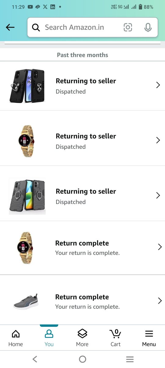 sagarukadam's tweet photo. @AmazonHelp Have you got any internal review feedback?
As per your previous suggestion, I placed new order for last month undelivered items. But still same happened, again showing returning to seller. @ajassy @AmitAgarwal @amazonIN 9 out of 10 products not delivered to me in last month. Why? https://t.co/NZmT4iHt3o