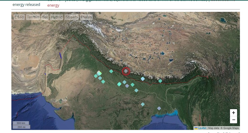 Very strong mag. 6.4 #earthquake - 72 km northeast of Birendranagar, Surkhet, Karnali Pradesh, Nepal 1. Affected area 2. Primary And secondary waves, 3.Felt Report #earthquake #Earthquakeindia #nepal