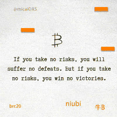 micaiOXS's tweet photo. If you take no risks,you will suffer no defeats.
But if you take no risks, you win no victories.

如果你不冒险，你就不会遭受失败。
但如果你不冒险，你就不会赢得胜利。

#btc #BRC20 #Ordinals #niubi https://t.co/lvvTYVZuRr
