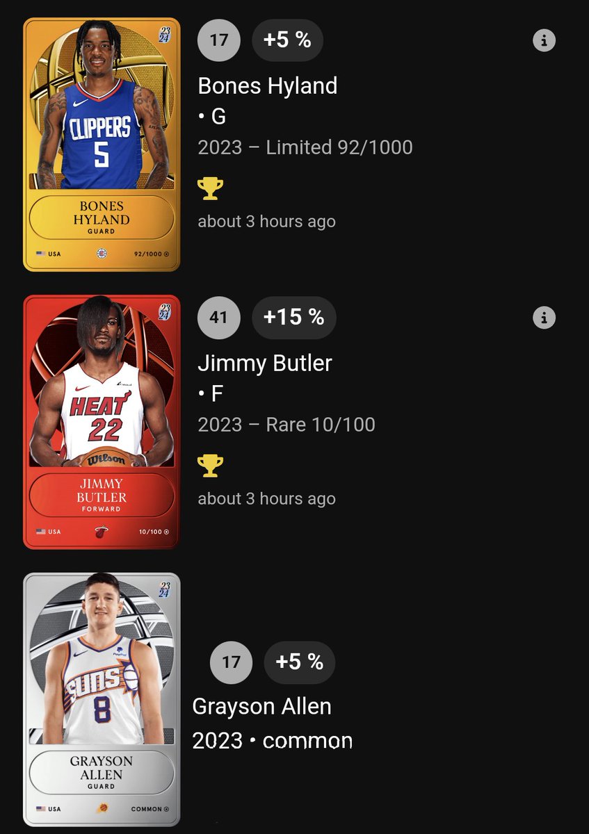 Volle_Jokic's tweet photo. 💥SW 3 Rewards 💥

Hyland one of the top Microwave Players from the bank 🔥

Jimmy is Him 😤

#sorare #nba https://t.co/9fHySFDMjk