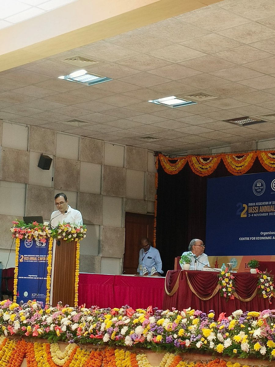 iassi_india's tweet photo. Plenary Panel 5 at #22IASSIConference delved into "India’s Employment Challenge". Chaired by Prof. S. @MahendraDevS, insights from Alakh Sharma, Balwant Mehta, E. Revathi &amp; Partha Pratim Sahu illuminated the discussion. Organised by @TweetIHD @cessicssr &amp; @isle_india R &amp; D Trust. https://t.co/Qan7MIGW89