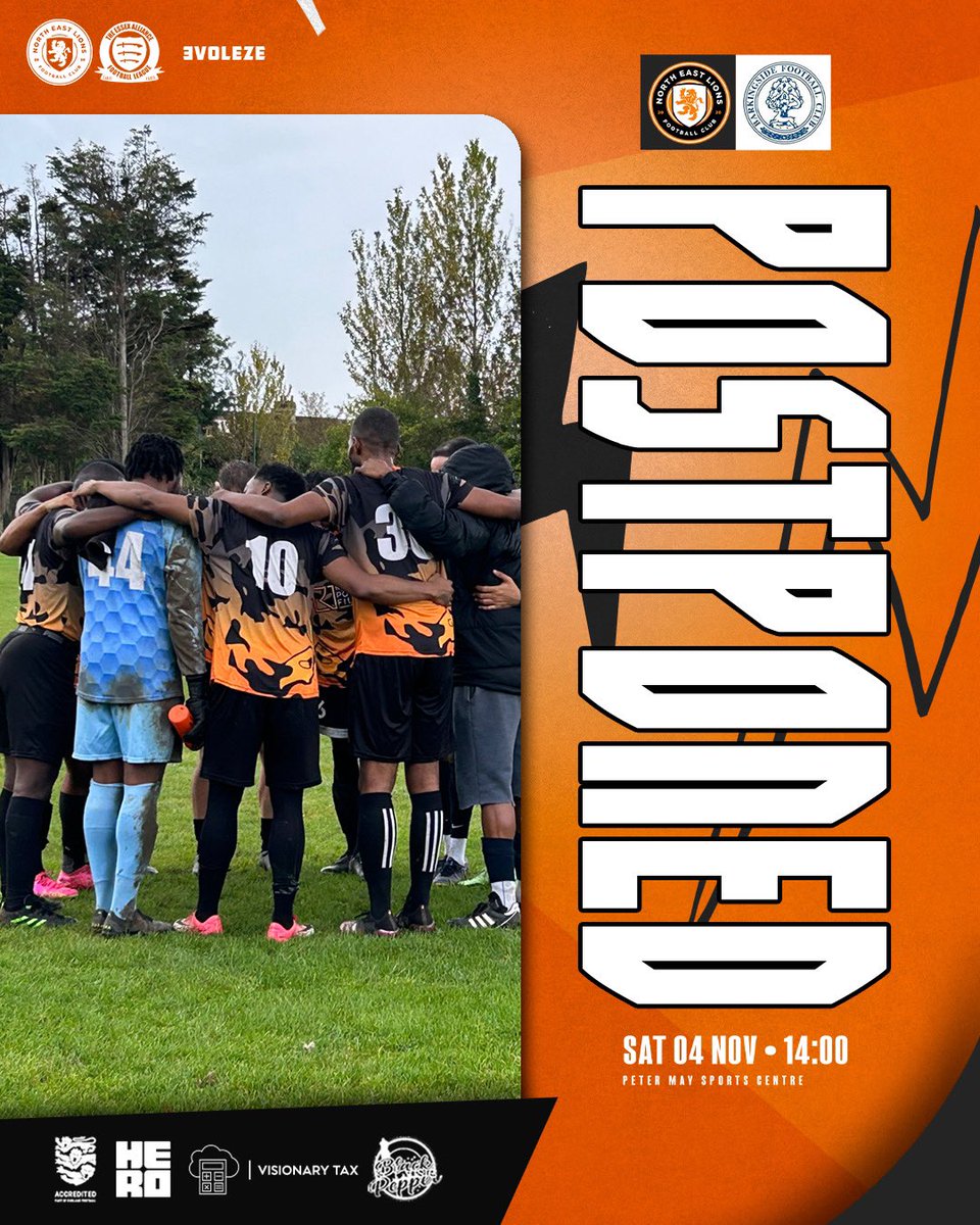 NorthEastLions1's tweet photo. Our #game this week against #Barkingside U21s has been #postponed due to a #waterlogged pitch 🦆💧
Your #lions will #restup and be #raring to go again next week 💪🦁
🟠🟣🌕⚫️🦁⚽️👏
Thanks to our 23-24 sponsors:
#HeroFilms 👏
#BlackPepperLeyton 👏
#VisionaryTax
#lions https://t.co/dCJbq8LwNv
