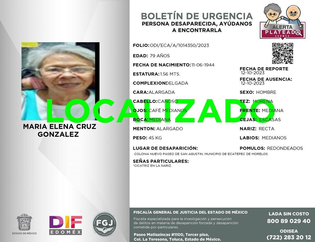 #AlertaPlateadaEdoméx | 👵🏼 👴🏼 
Gracias a tu ayuda ya se encuentra con sus familiares.