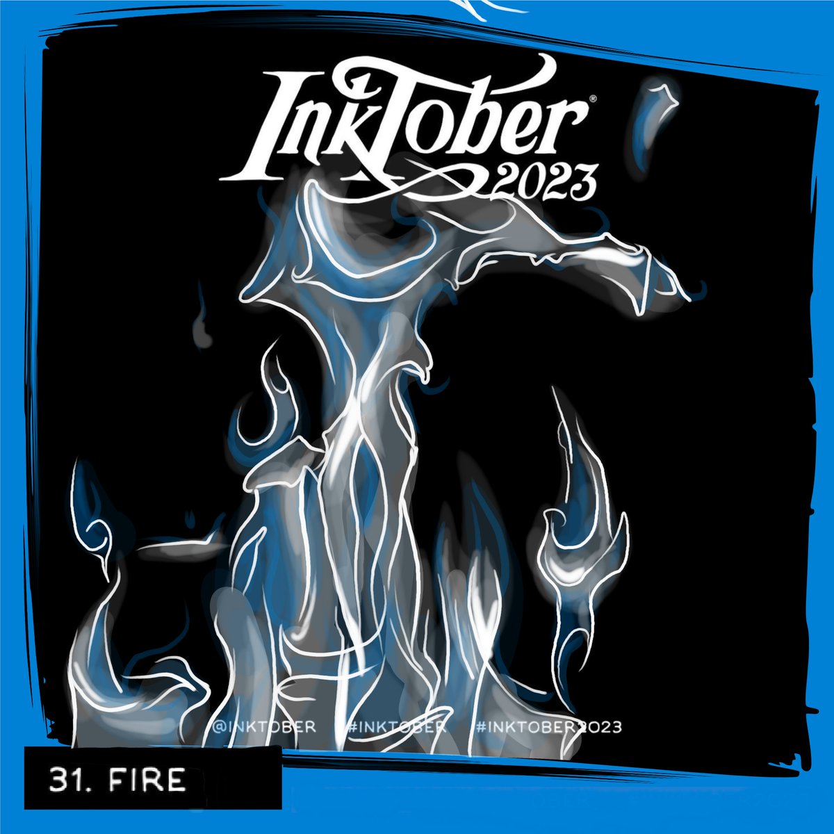 31. Fire #inktober #inktober2023 #inktoberFire #inktober2023Fire #digitalink #art #inkwork #weird #blueandwhite #sketch #design #inking #inkwork #doodle #creative #fire @surface #createdonsurface