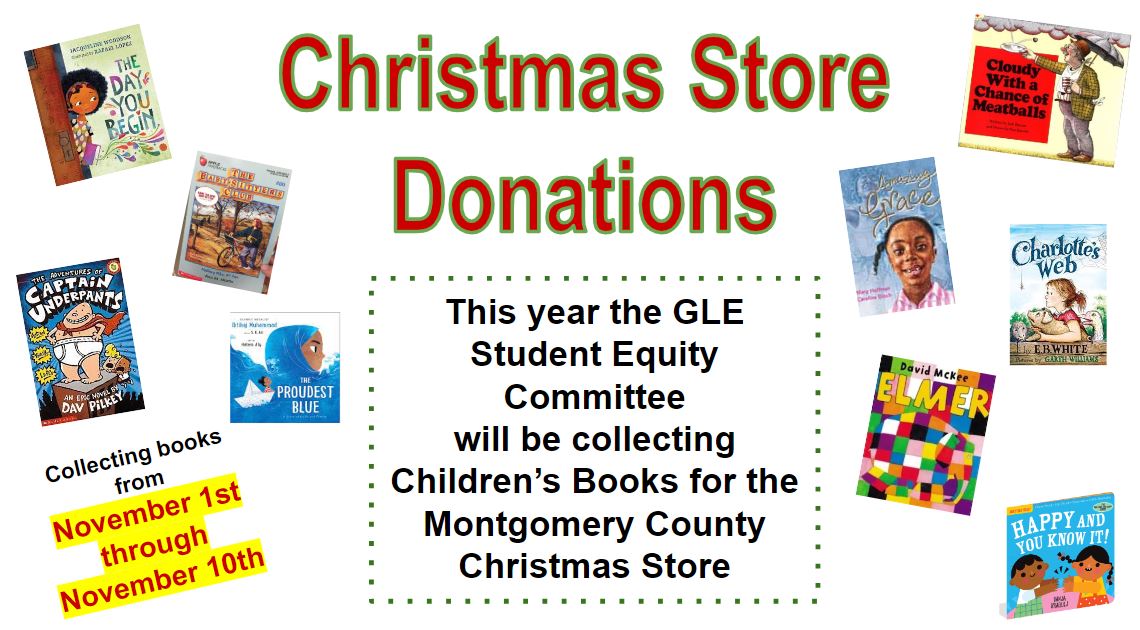 GLELizards's tweet image. Help the GLE student equity committee support the Montgomery County Christmas Store. 💚🧡#WeAreMCPS