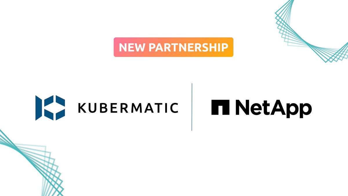 JulianHansert's tweet photo. Thrilled to welcome @NetApp as a new Technology Alliance Partner of @Kubermatic!  🙌🏼 Looking forward to joining forces and delivering the best services to our customers! #Partnership #Kubermatic #NetApp 😎 https://t.co/EoROIJ310M