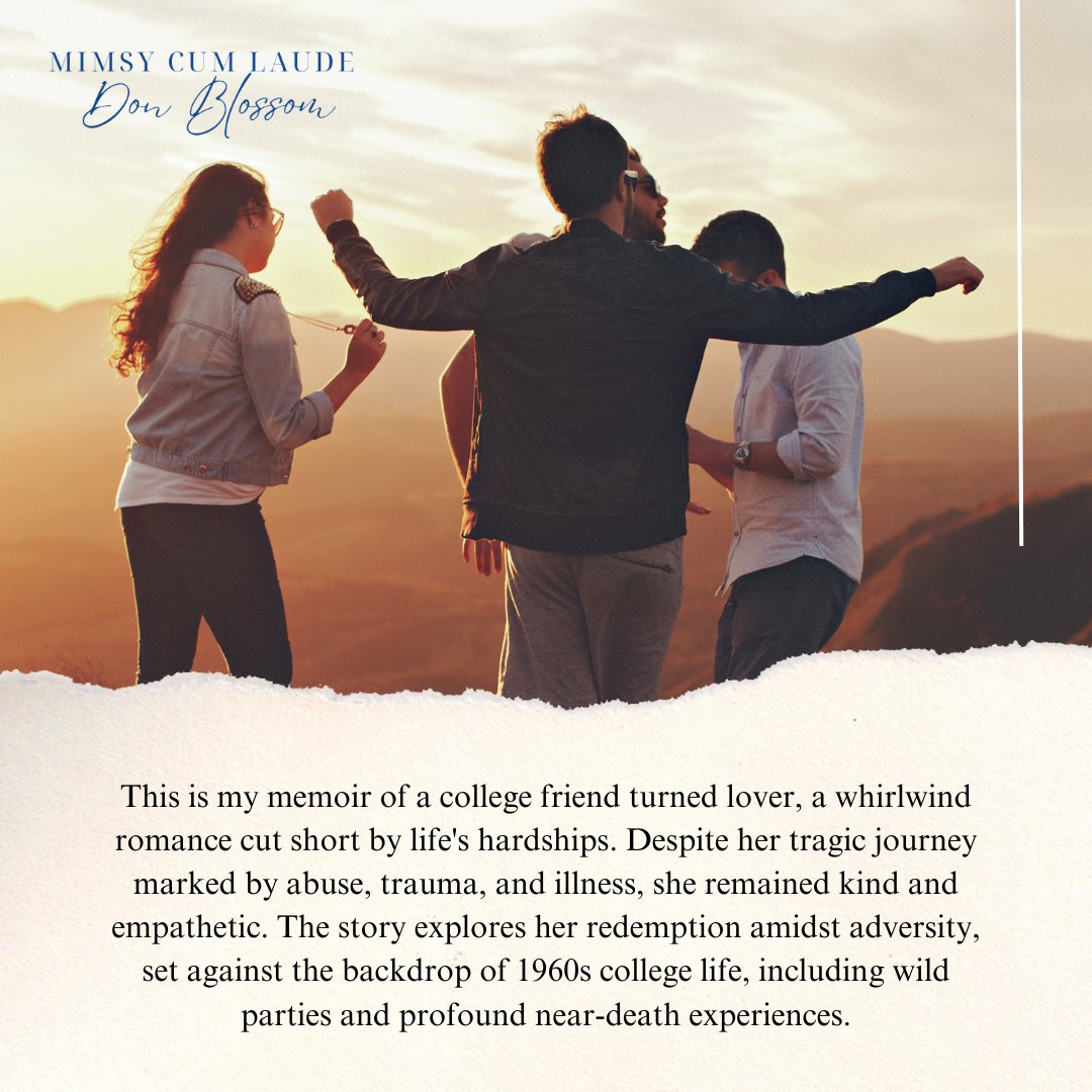 mimsycumlaude's tweet photo. A memoir of a college friend turned lover, whose remarkable journey through abuse and illness reveals a heartwarming tale of redemption and unwavering kindness amidst life's toughest trials.
.
#memoir #younglove #collegeyears #profoundconnection #lostlove #memories #lifejourney https://t.co/2pMfIgihQ5