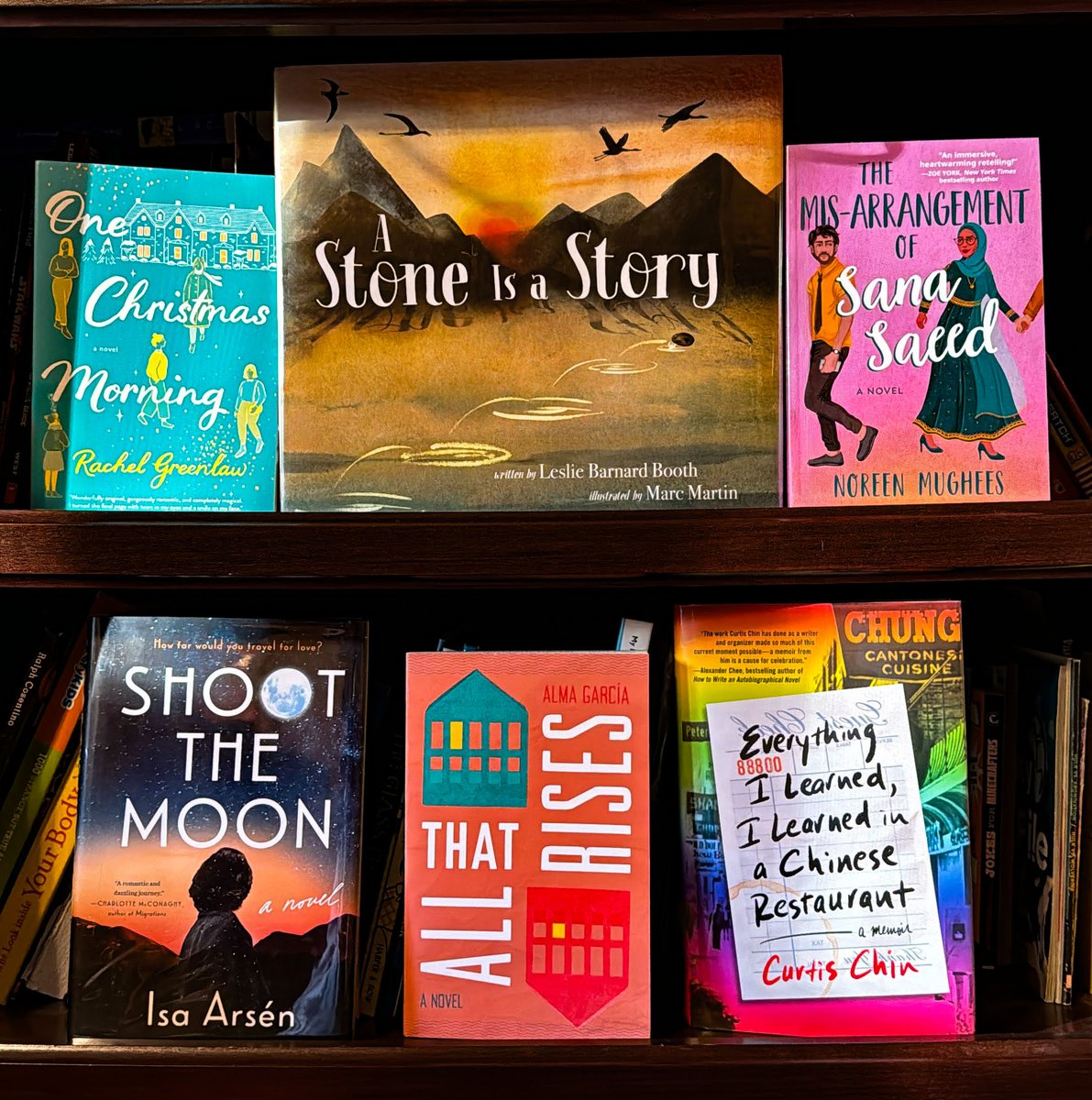 A new #2023Debuts #shelfie today with some wonderful new books! Curtis Chin's memoir has been at the top of my TBR! Books and authors in thread.