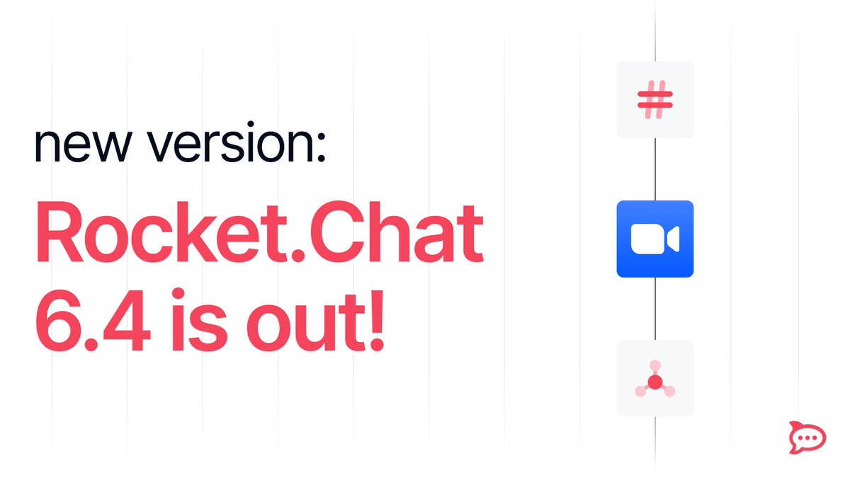 @RocketChat 6.4 is live 🎉 This new version includes updates such as brand new Omnichannel Reports, an improved Zoom app, and the implementation of threads in federated rooms. Learn more on our blog! 👉 bit.ly/3SuwNiz