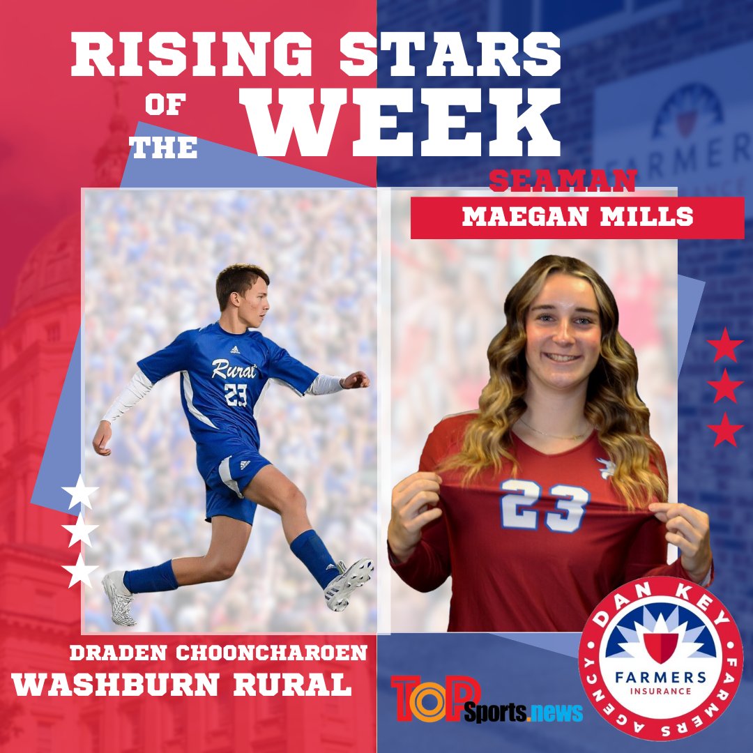 ✨ RISING STARS ✨

The Dan Key Farmers Agency is proud to announce this week's Rising Stars! Maegan Mills from Seaman and Draden Chooncharoen from Washburn Rural have been selected as this week's Male and Female Rising Stars!
