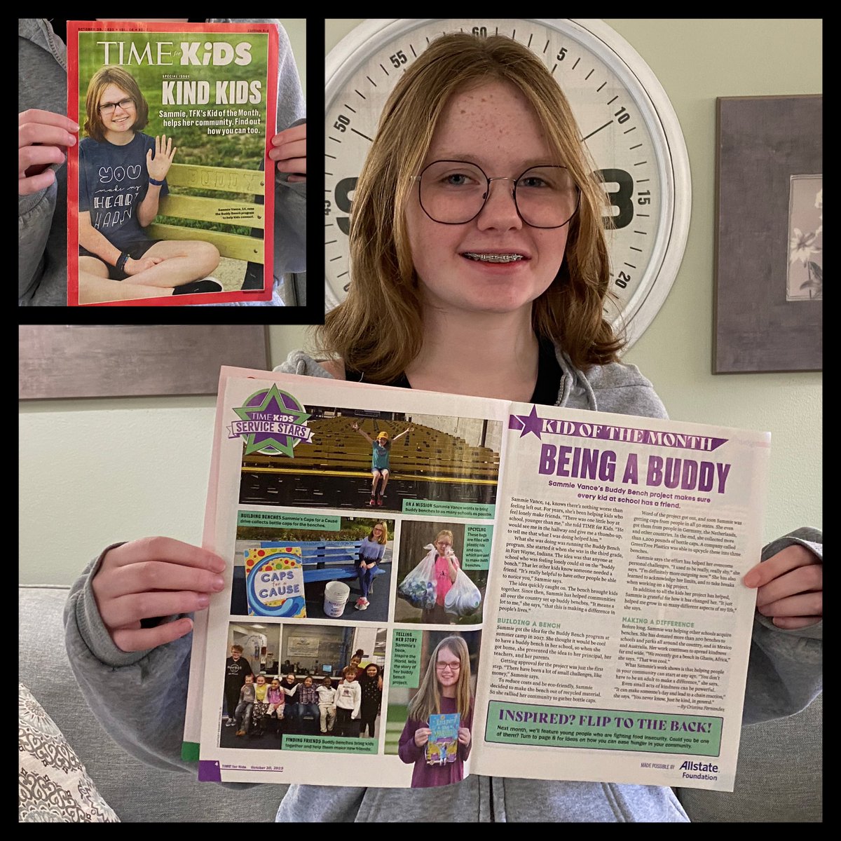 SammieBenches's tweet photo. Thank you @timeforkids for selecting me as Kid if the Month and sharing my message of kindness❤️
I am excited to give this magazine with some classes that are participating in my @GivingTuesday initiative! Info to sign up in comments🙂 https://t.co/bqu2PEA4b1