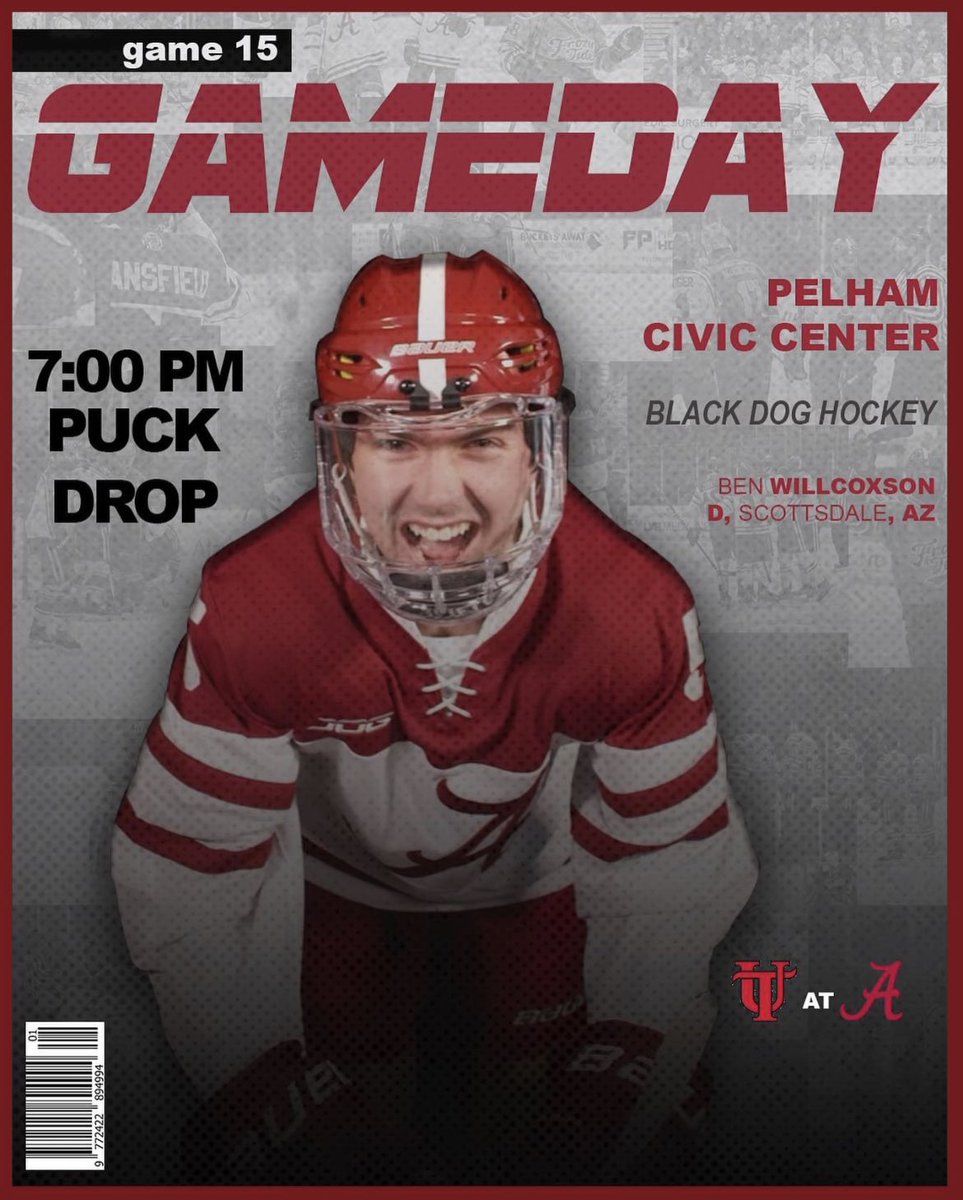 🚨‼️ GAMEDAY‼️🚨

‼️LAST HOME GAMES OF THE SEMESTER‼️

Come watch the Tide take on <a href="/utampahockey/">UTampa Hockey</a> at Pelham Civic Complex tonight at 7PM CST!! 

🆚 <a href="/utampahockey/">UTampa Hockey</a> 
📍 Pelham Civic Complex 
⏰ 7 PM CST 
🎥 BlackDog Hockey
🎟️ alabamahockeyclub.com/2023-24-game-t…