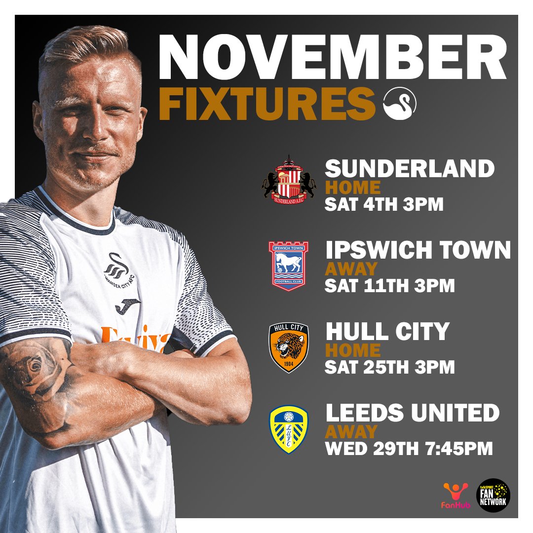 📅FIXTURES

🤔 How many points will the #swans take home in November? 

🫵 How many games will you attend?