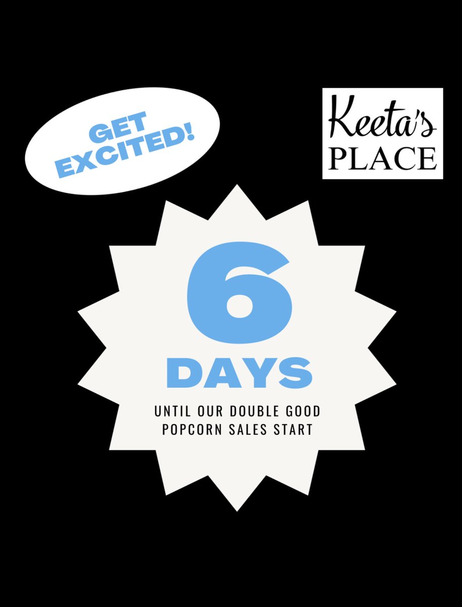 KeetasPlace's tweet photo. We are 6 days away!!! Consider giving to our cause, to benefit our Women of Tomorrow. Tag someone that you know loves 🍿! 

#fundraiserevent #mentorshipmatters #popcorntime #popcornlovers #charitableorganization https://t.co/XPLcwXagYU