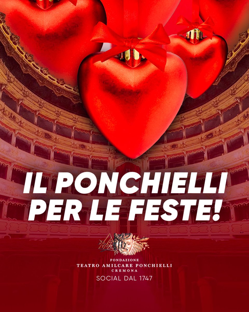 Teatro Ponchielli di Cremona (@ponchielli_cr) on Twitter photo Il Ponchielli per le Feste 2023
๐Al cavallino bianco
26 dicembre h 16.00
๐Gene Gnocchi e la sua band in Sconcerto rock
31 dicembre h 22.00
๐La Leggenda di Belle e la Bestia
6 gennaio h 16:00
Biglietti in vendita alla biglietteria dal 4 novembre 
Info teatroponchielli.it/.../il-ponchieโฆ Il Ponchielli per le Feste 2023
๐Al cavallino bianco
26 dicembre h 16.00
๐Gene Gnocchi e la sua band in Sconcerto rock
31 dicembre h 22.00
๐La Leggenda di Belle e la Bestia
6 gennaio h 16:00
Biglietti in vendita alla biglietteria dal 4 novembre 
Info teatroponchielli.it/.../il-ponchieโฆ
