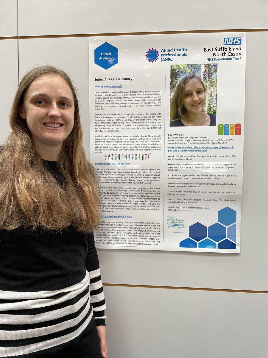 Thanks for inviting me to speak on the panel and share my story on a poster at the @ESNEFT_AHPs conference today. I enjoyed sharing my passion for research! @ESNEFTResearch