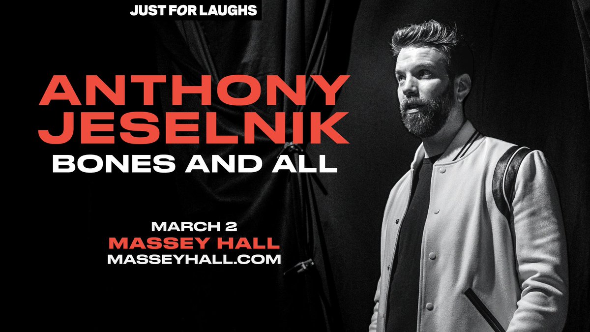 Just For Laughs Toronto (@jfl_toronto) on Twitter photo Acclaimed and crowned comedian, writer, podcast host, roast master and more, <a href="/anthonyjeselnik/">Anthony Jeselnik</a> is bringing his BONES AND ALL tour to Toronto βΌοΈ
π March 2, 2024
π <a href="/masseyhall/">Massey Hall</a>
π« Tickets are on sale right now: masseyhall.mhrth.com/tickets/anthonβ¦ Acclaimed and crowned comedian, writer, podcast host, roast master and more, <a href="/anthonyjeselnik/">Anthony Jeselnik</a> is bringing his BONES AND ALL tour to Toronto βΌοΈ
π March 2, 2024
π <a href="/masseyhall/">Massey Hall</a>
π« Tickets are on sale right now: masseyhall.mhrth.com/tickets/anthonβ¦