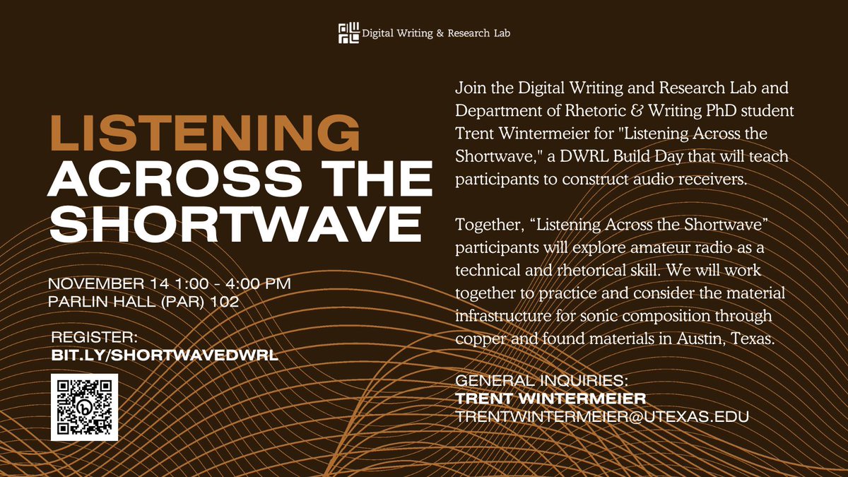 trent is taking a break from this place (@tjwintermeier) on Twitter photo on November 14th at 1pm! if you're a <a href="/UTAustin/">UT Austin</a>/<a href="/LiberalArtsUT/">UT Liberal Arts</a> student or in the Austin area, come build a radio (designed by <a href="/SWaveCollective/">Shortwave Collective</a>) with the <a href="/DWRL/">DWRL</a> and me :-) on November 14th at 1pm! if you're a <a href="/UTAustin/">UT Austin</a>/<a href="/LiberalArtsUT/">UT Liberal Arts</a> student or in the Austin area, come build a radio (designed by <a href="/SWaveCollective/">Shortwave Collective</a>) with the <a href="/DWRL/">DWRL</a> and me :-)