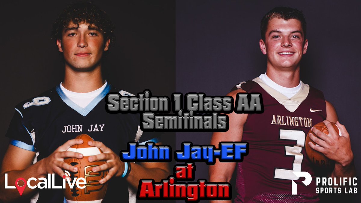 Kevin Devaney Jr. (@kdjmedia1) on Twitter photo First Section 1 Playoff game is up in Dutchess County: Arlington (9-0) hosts rival John Jay-EF at 5 pm
<a href="/AdmiralFootball/">Coach Morano</a> and <a href="/johnjayfootball/">John Jay Football</a> did not meet in the regular season. Showdown of 2 all-state worthy QBs. I'll be there.
Watch on <a href="/locallivenet/">LocalLive</a>:
events.locallive.tv/events/128201 First Section 1 Playoff game is up in Dutchess County: Arlington (9-0) hosts rival John Jay-EF at 5 pm
<a href="/AdmiralFootball/">Coach Morano</a> and <a href="/johnjayfootball/">John Jay Football</a> did not meet in the regular season. Showdown of 2 all-state worthy QBs. I'll be there.
Watch on <a href="/locallivenet/">LocalLive</a>:
events.locallive.tv/events/128201