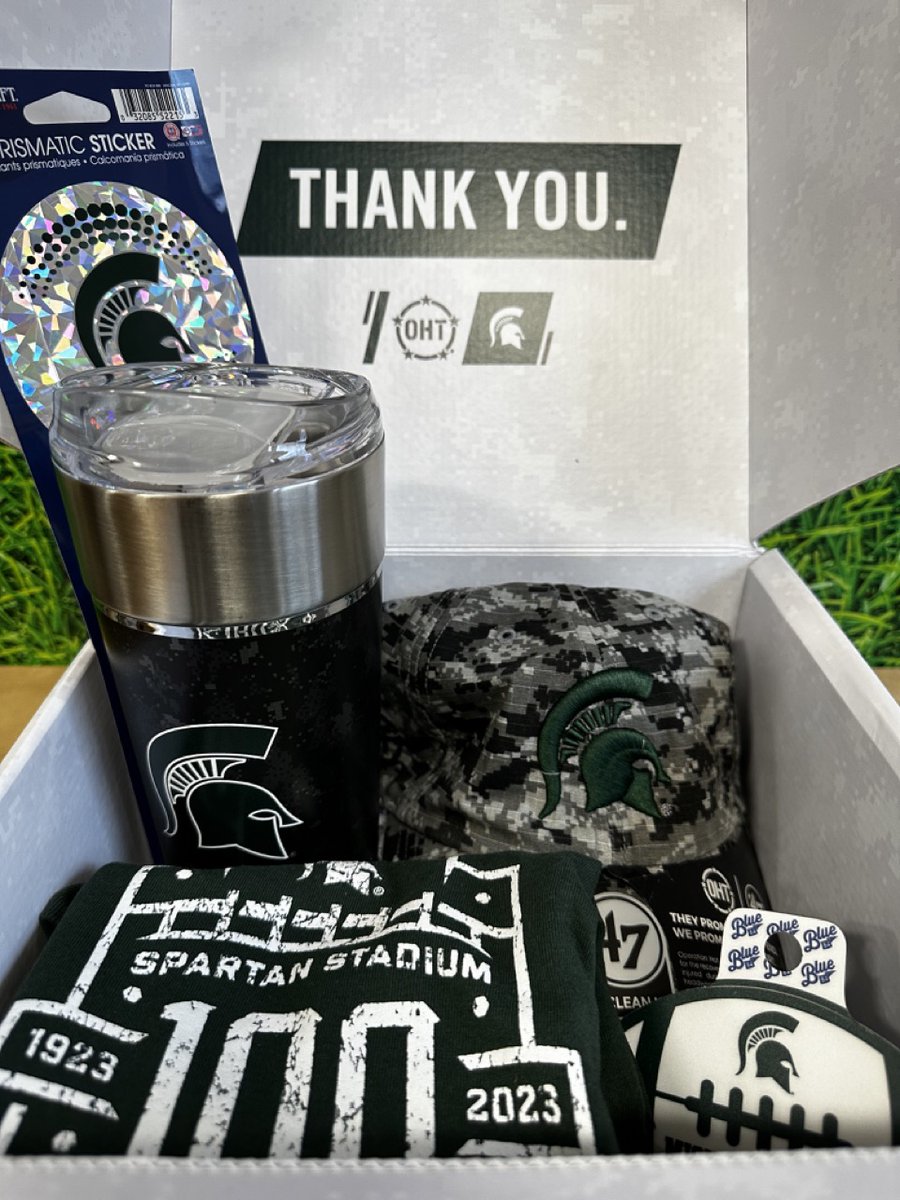 MSUGear's tweet photo. Time for Spartan Stadium Trivia! For your chance to win the prize pack pictured below featuring items from @SupportOHT:  
• Follow us 
• Repost this post  
• Correctly answer the following: After a 33 yr. absence, what returned to the stadium in 2002?

Winner announced 11/6. https://t.co/EKbPqaLEOi