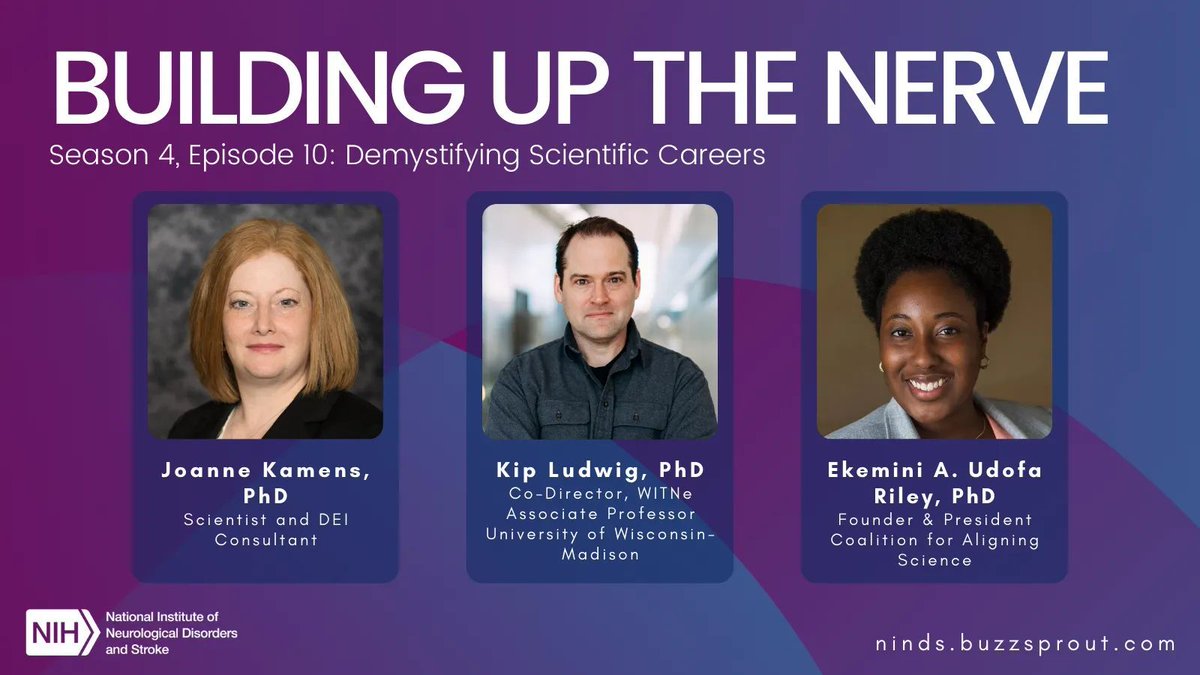 #NINDSNervePod Season 4 Episode 10 is OUT NOW! We're discussing the 'hidden curriculum' around careers outside of academia, featuring @Jkamens, @ELeap29, & Kip Ludwig! #NINDSDemystifies Listen at buzzsprout.com/558574/13248056