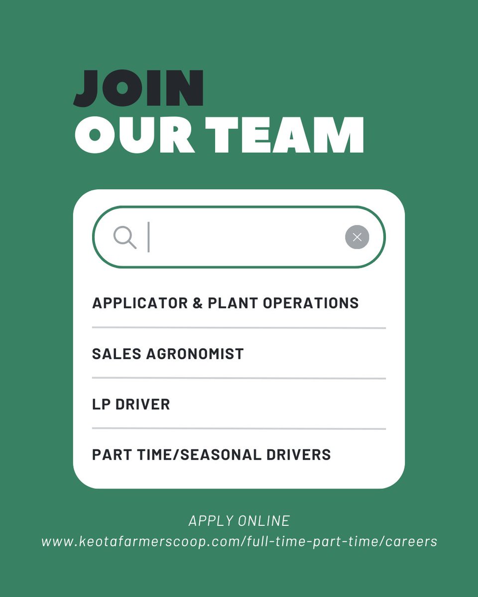 Are you looking for a full time or part time job? 

We have multiple openings for you at the following locations

📍Ainsworth
📍Hedrick 
📍Keota
📍Libertyville
📍Richland
📍Sigourney 
📍Stockport

APPLY today!!
keotafarmerscoop.com/full-time-part…