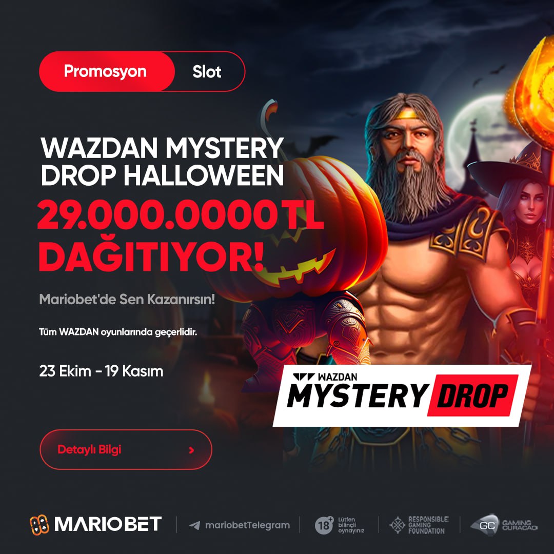🧙🏼‍♀️Mariobet Wazdan Mystery Drop Halloween Turnuvası!🌟

🧙‍♀️29.000.000 TL 🎁

💥Turnuva 23 Ekim - 19 Kasım tarihleri arasındadır.💥

🎃 Avrupa'nın en popüler sağlayıcılarında eğlenceli slot oyunlarıyla kazanma şansı Mariobet'te yakalayın.🎃

#turnuva #wazdangames #slot #Mariobet
