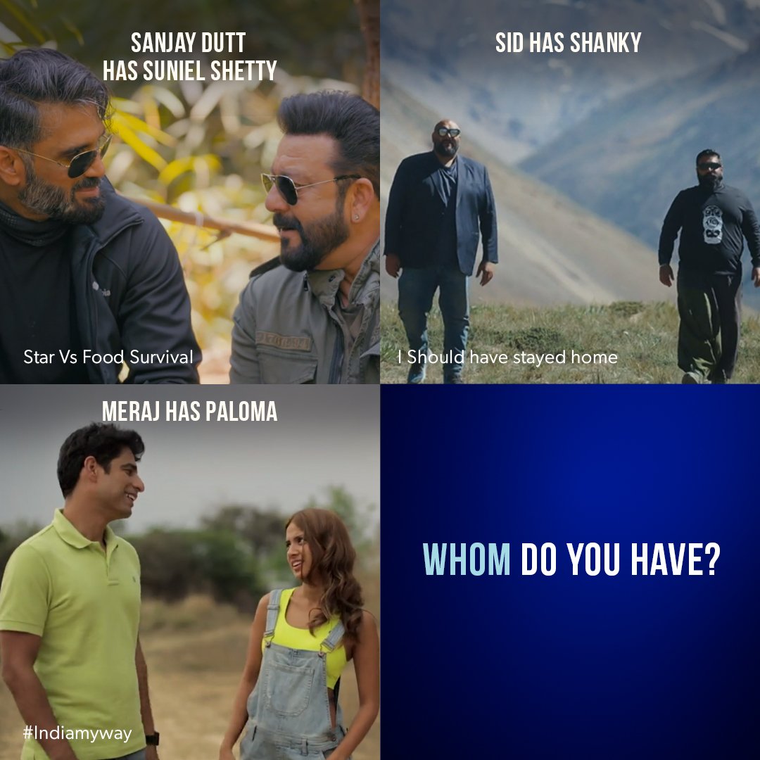 discoveryplusIN's tweet photo. Tag your ride or die friend! ๐
Watch Star Vs Food Survival, I Should Have Stayed At Home, #IndiaMyWay only on discovery+
#DiscoveryPlus #DiscoveryPlusIn #SanjayDutt #SunielShetty #TheBigforkers #Friendship https://t.co/TzLsdJPhLr