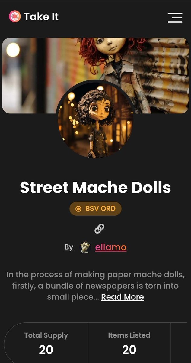 Street Mache Dolls are now live on <a href="/TakeItNFT/">Take It</a>