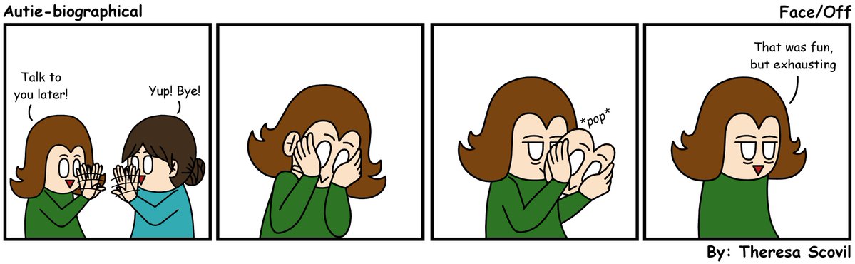 Teesy738's tweet image. Originally posted January 29th, 2020

Even when having fun, masking is so tiring. I love my friends, but I can count on one hand the number of people I don't have to mask around.

#AutieBiographical
#masking 
#autistic 
#FlashbackFriday