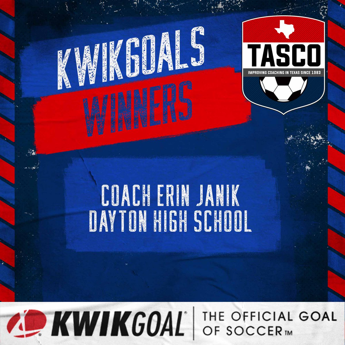 tascosoccer's tweet photo. S/O to Coach Erin Janik from Dayton High School for winning the @Kwikgoal Deluxe Euro Club Package valued at $3,000! #TASCO #TXHSSoc #TXHSSoccer #TASCOConvention23 https://t.co/Lsqa35vKpL