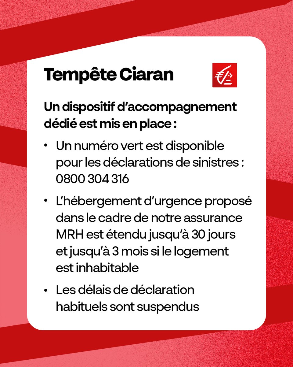 Caisse d’Epargne est pleinement mobilisée aux côtés de ses assurés pour faire face aux conséquences de la tempête Ciaran. Nous tenons à exprimer notre profonde solidarité à toutes les personnes affectées.