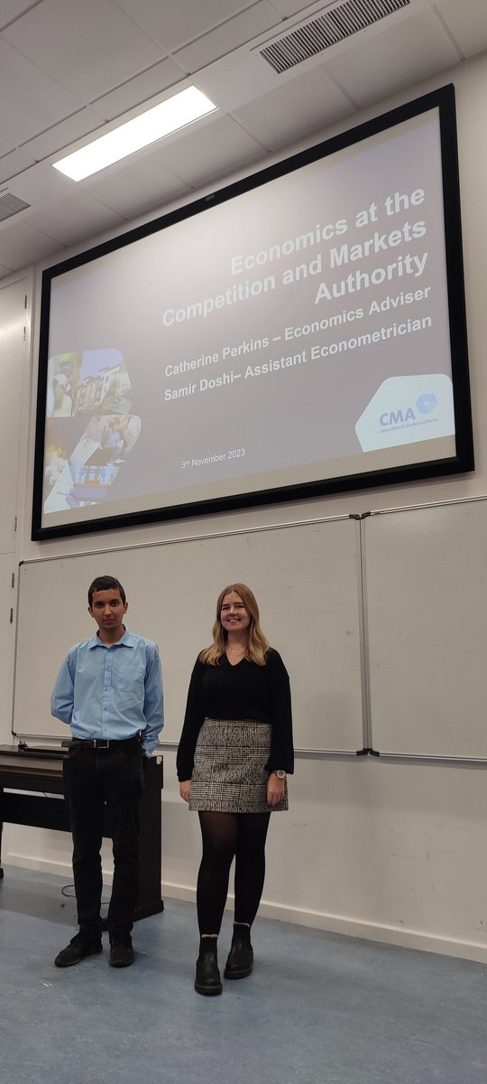 Today we had the pleasure of hosting Catherine Perkins and Samir Doshi from the @CMAgovUK who presented some of the interesting projects they have been involved in, and discussed potential career opportunities for our econ students. #EconTwitter #soton