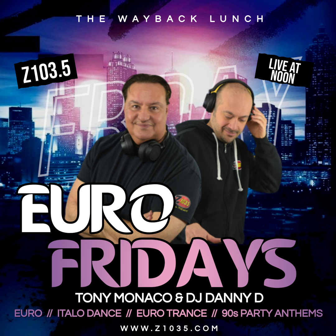 Lock in for #EUROFRIDAYS w/@tonymonaco
&amp; <a href="/TheRealDJDannyD/">DJ Danny D</a> on <a href="/Z1035Toronto/">Z103.5</a>
The Wayback Lunch. #LIVE AT #NOON #Fridays. Dropping the very BEST in #EURO, #Italodance, #EuroTrance, #90s #PartyAnthems, #2000s #Dance &amp; more! #Z1035 #Waybacks #FM #radio #Toronto #RT #waybacklunch #DJ