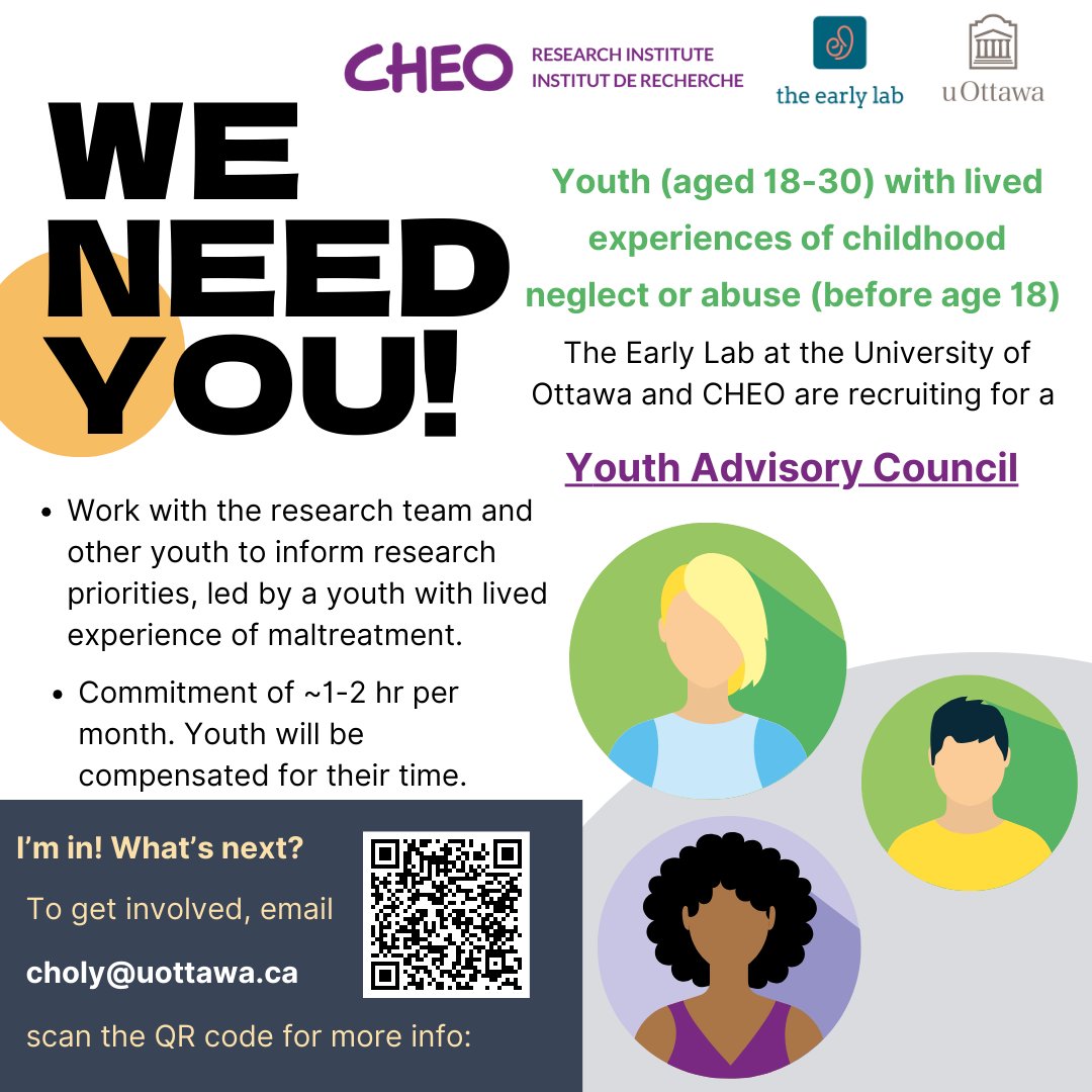 The Early Lab (@theearlylab) on Twitter photo 📣We are recruiting youth!📣 <a href="/theearlylab/">The Early Lab</a> is looking for youth and young adults (18-29) with lived experiences of childhood abuse and neglect to be part of our Youth Advisory Committee. Reach out for more information! 📣We are recruiting youth!📣 <a href="/theearlylab/">The Early Lab</a> is looking for youth and young adults (18-29) with lived experiences of childhood abuse and neglect to be part of our Youth Advisory Committee. Reach out for more information!