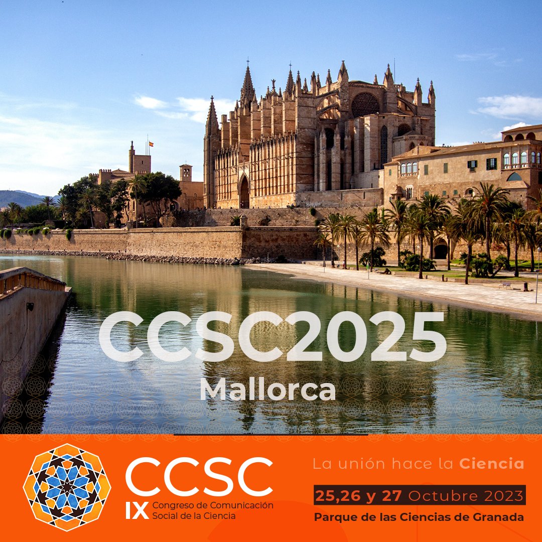 Congreso de Comunicación Social de la Ciencia CCSC (@ccsciencia) on Twitter photo Por fin se ha desvelado el misterio
El X Congreso de Comunicación de la Ciencia será en Palma del 28 al 30 de Octubre del 2025
Organizado por <a href="/uibuniversitat/">Universitat de les Illes Balears - UIB</a> y <a href="/aecomcientifica/">AEC2</a> .
Bajo el lema 'Ciencia y Creatividad'
¡Nos vemos en Mallorca!
<a href="/EnricCulat/">Enric Culat</a> Por fin se ha desvelado el misterio
El X Congreso de Comunicación de la Ciencia será en Palma del 28 al 30 de Octubre del 2025
Organizado por <a href="/uibuniversitat/">Universitat de les Illes Balears - UIB</a> y <a href="/aecomcientifica/">AEC2</a> .
Bajo el lema 'Ciencia y Creatividad'
¡Nos vemos en Mallorca!
<a href="/EnricCulat/">Enric Culat</a>