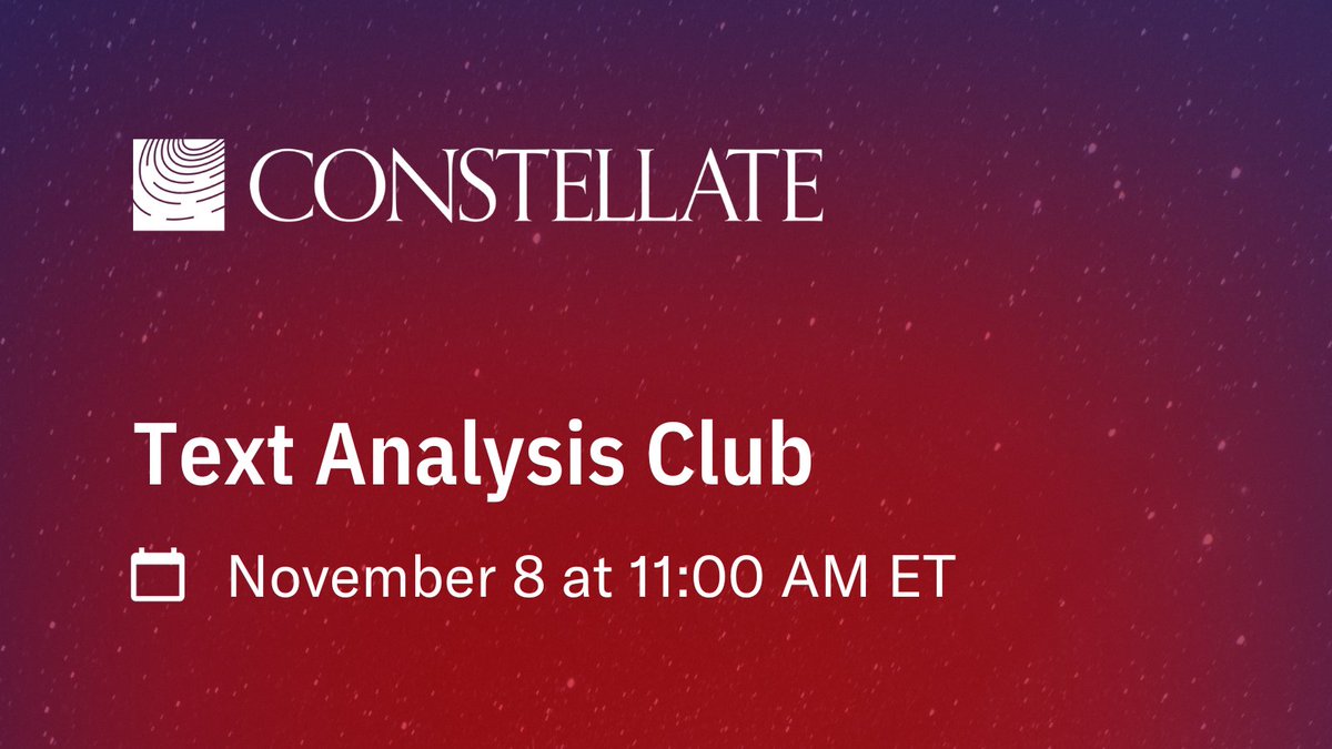 JSTOR's tweet image. 🚀 Join the Constellate Text Analysis Club where Deborah Grbac, librarian at the Università Cattolica del Sacro Cuore, will share her unique insights on introducing #Constellate to students and using it as a tool for teaching #TextAnalysis!
🖊️ Register: bit.ly/3MqxUfp