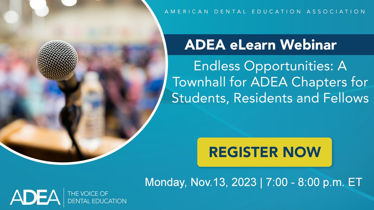 adeaweb's tweet image. 👉Dental school students, residents and fellows, this webinar is for you! Register for the Nov. 13 ADEA webinar, "Endless Opportunities," where ADEA leaders will share the value of joining ADEA. Register today‼️
elearn.adea.org/products/endle…