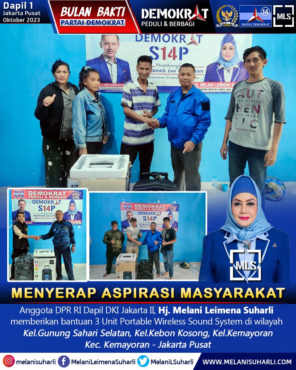 Memberikan bantuan wireless portable atas aspirasi warga Gunung Sahari Selatan, Kebon Kosong dan Kemayoran Kecamatan Kemayoran, Jakarta Pusat <a href="/PDemokrat/">Partai Demokrat</a> <a href="/FPD_DPR/">Fraksi Partai Demokrat DPR-RI</a> <a href="/PDemokratjkt/">DPD Demokrat Jakarta</a> <a href="/AgusYudhoyono/">Agus Harimurti Yudhoyono (AHY)</a> <a href="/Edhie_Baskoro/">| iBas Yudhoyono |</a> <a href="/RAMujiyono/">R A M</a> <a href="/alimuhsuharli/">Ali Muhammad Johan.DKIJakarta</a>