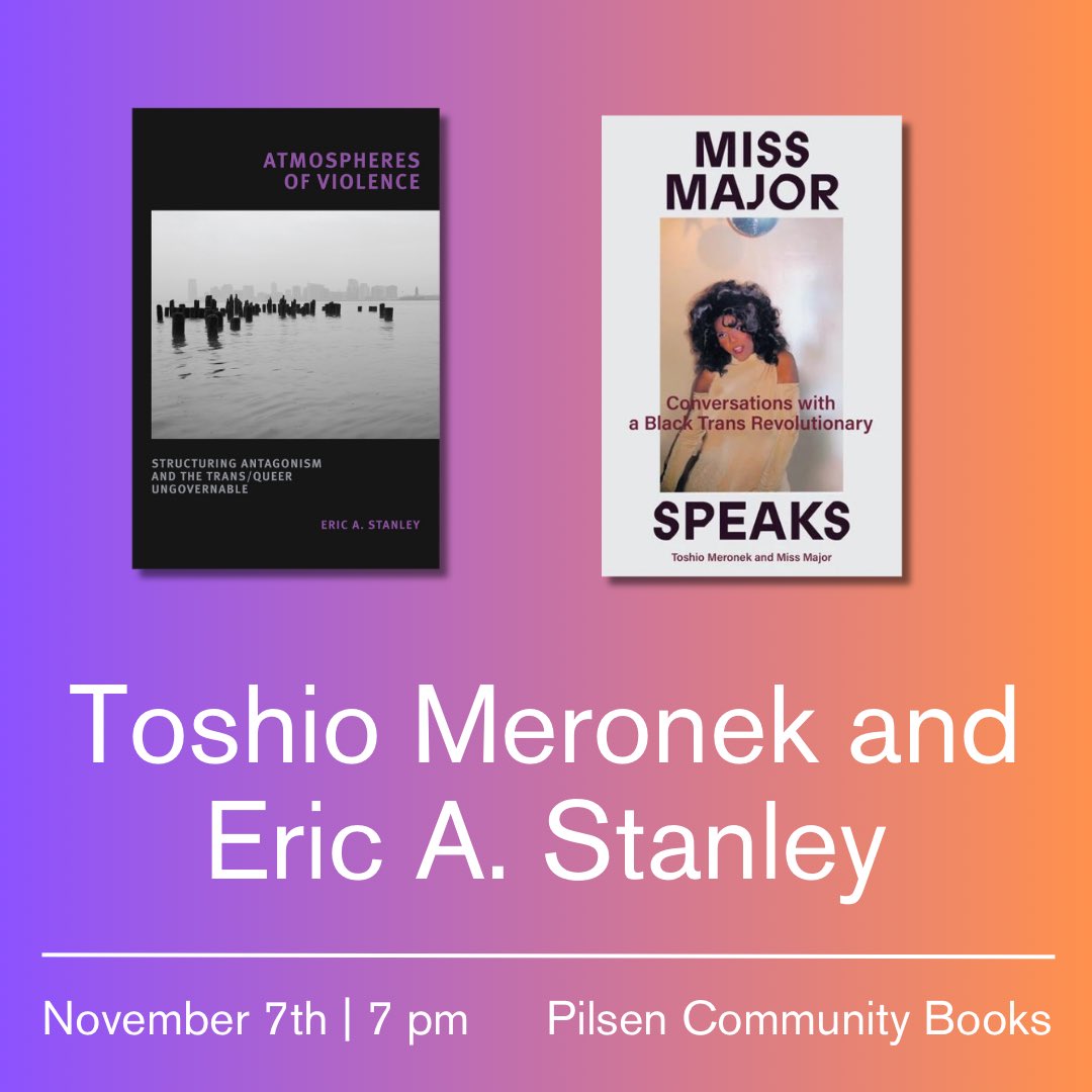 Chicago! Don’t miss @Eric_A_Stanley and @tmeronek on Tuesday! @DukePress @VersoBooks pilsencommunitybooks.com/events/29913