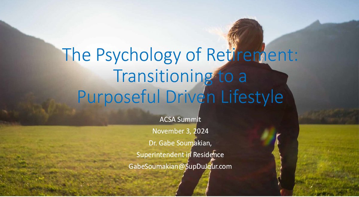 Join our presentation "The Psychology of Retirement: Transitioning to a Purposeful Drive Lifestyle" ACSA Summit, on Friday at 10:15 am Room 4A. <a href="/ACSA_info/">ACSA</a>