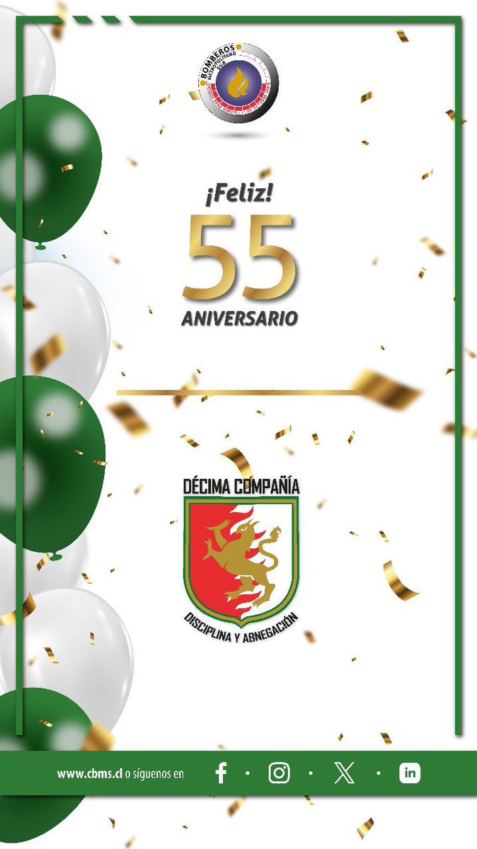 #SuperintendenteCBMS #ComandanteCBMS todo el Honorable Directorio, envía un fraterno mensaje de afecto y felicitaciones, a cada uno y una de los integrantes de la <a href="/B_LasIndustrias/">Bomba Las Industrias</a> en su 55° aniversario de fundación al servicio de <a href="/munisanjoaquin/">Ilustre Municipalidad de San Joaquín</a> y donde la emergencia lo requiera