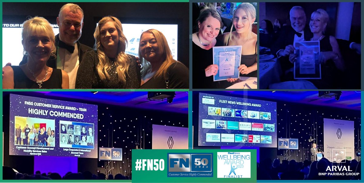 Arval_UK's tweet photo. What a result at the @_FleetNews FN50 Dinner! 🎉
This week we attended the prestigious #FN50 event where Arval UK achieved:
🌟 Fourth position in the FN50 table - adding more than 3,700 vehicles to our UK fleet
🌟 FN50 Wellbeing Award - highly commended
🌟 FN50 Customer Service Award - Individual - 2x highly commended
🌟 FN50 Customer Service Award - Team - 1x highly commended and 2x shortlisted
🌟 FN50 Customer Service Award - Rising Star - 2x shortlisted
It was amazing to be recognised for our dedication to our customers, hard work and commitment and we're really proud of what we've been able to achieve together.
And of course, a BIG thank you to Fleet News for putting on such a fantastic event and congratulations to everyone else who took part in the awards.
Listed in the comments below, we’d like to give a little shout out to the individuals and teams which were recognised at the ceremony.
Like, comment and share this post to show your support for them too.
Together, we're driving change in our industry. ⚡
#wellbeing #customerservice