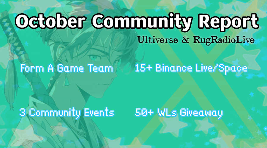 hippo688's tweet photo. October Community Report ✨
@UltiverseDAO @RugRadioLive

1⃣Form A Game Team
The team was established not only to embrace the hot gamefi track, but also to bring more benefits and activities to the community in the boring market.
At present, the team continues to recruit players who love games and are good at sharing. If you are a high-level player who can write strategies, you can also hold a position in the team, which brings many benefits to you.

2⃣15+ Binance Live/Space
Our Twitter Space and Binance Live are becoming more and more popular. The Binance Live account KYC followers have reached 306K, and @Moon1ightSt’s hosting schedule is always in a state of explosion.
If you need cooperation, you can contact me👬
Binance live link: https://t.co/bOSEAhaRCL

3⃣3 Community Events
Completed the first Russian Voice event, completed the theme event of finding the unparalleled hero @GasHeroOfficial, and participated in the test of @OUTER_GAME.
In particular, the successful holding of Russian-language events is a good start for us to build an international community.

4⃣50+ WLs Giveaway
With the efforts of the CM team, in October the community released a lottery of 50+ white orders including @SkyarkS @ShadowWarGame @WalletWarsGame @Forge, etc. Thanks for your hard work🫡