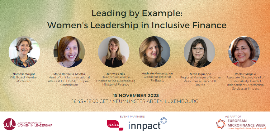 WILEurope's tweet photo. We’re excited to announce that we’ll be at #EMW2023 in Luxembourg for a roundtable: ‘Leading by Example: Women’s Leadership in Inclusive Finance,’  with @innpactsa &amp; @AdaMicrofinance! Joining us are #WILBoardMember @WrightNathalie &amp; more! 🎉

More info👉 https://t.co/O3owKyW6sT https://t.co/hao1ZpwJag