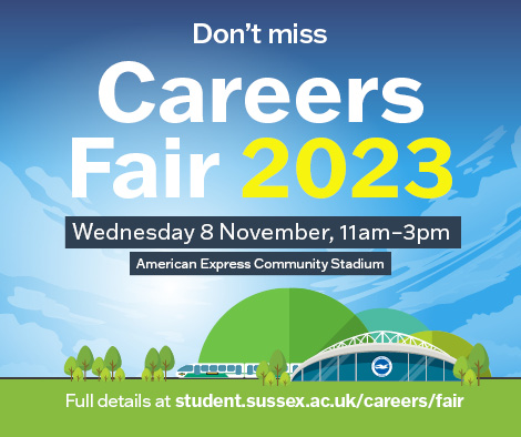 SussexUni's tweet photo. Calling Sussex students! Whatever year of study you're in, don't miss out on the Careers Fair, taking place at Amex stadium on 8 November.  Find out more: https://t.co/mnlB6JBXVT
#CareersFair23 @susxunistudents https://t.co/EsPvUovFX0